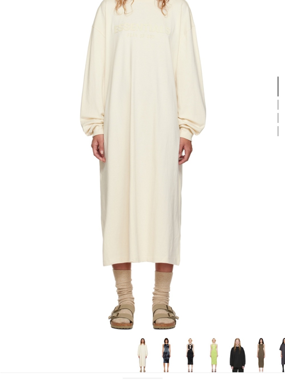 Essentials Cream Oversized Midi Sweatshirt Dress